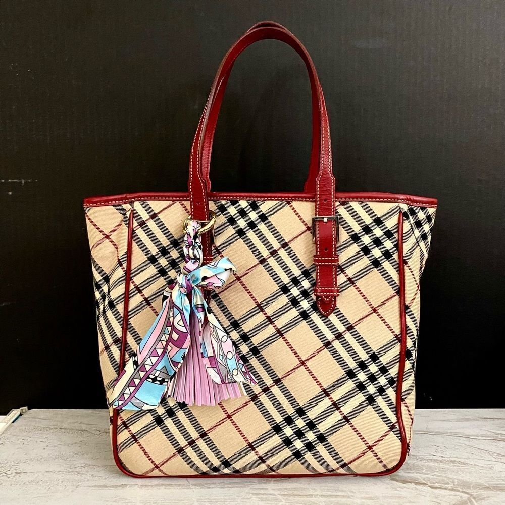 BURBERRY Nova Check Blue Label Handbag 